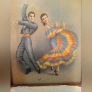 Vtg 40s D'Amario Flamenco Dancers Lithoprint